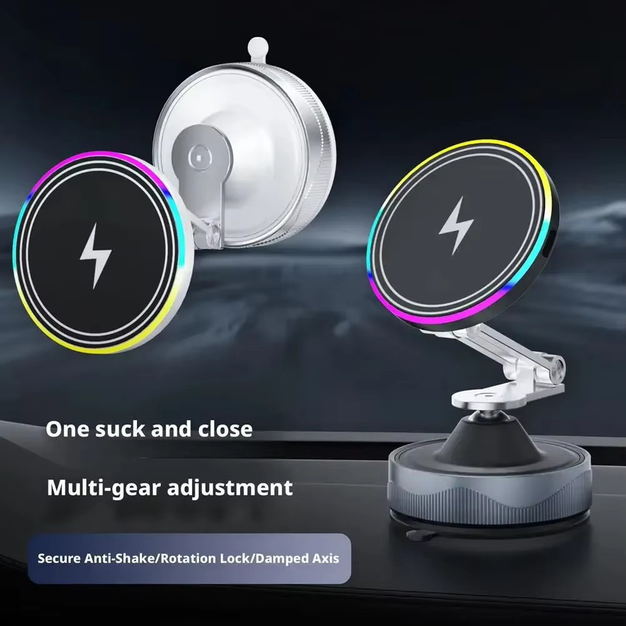 KEBETEME Magnetische Drahtlose Ladestation für das Auto mit Vakuum-Saugnapf-Halterung für iPhone 12 13 14 15 16 Pro Max - Bild 2
