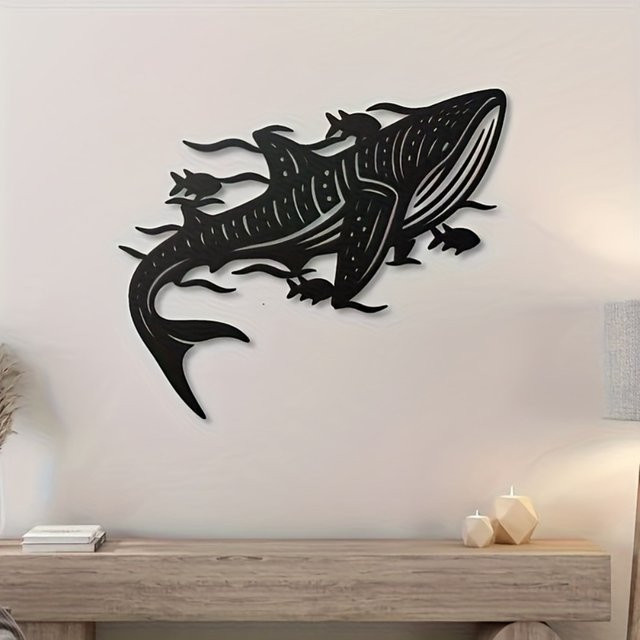 CIFBUY Walhai Metall-Wandkunst in Schwarz für maritime Ozean-Dekoration - Bild 1
