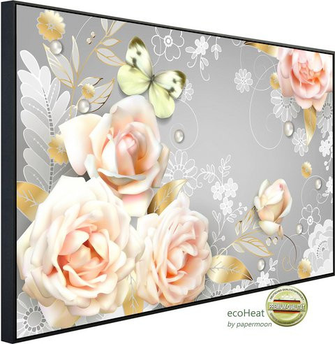 papermoon Infrarotheizung EcoHeat Blumen mit Schmetterling in Bunt mit Matt-Effekt, App-Steuerung und Überhitzungsschutz - Bild 1