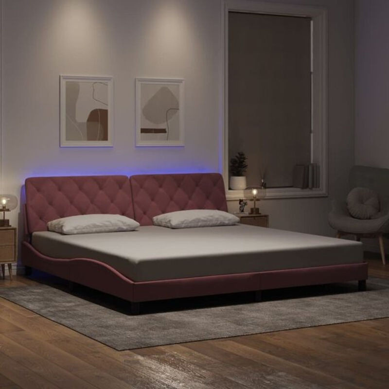 Modernes Polsterbett vidaxl aus Samt mit LED in Rosa B/T: 200 x 200 cm - Bild 1