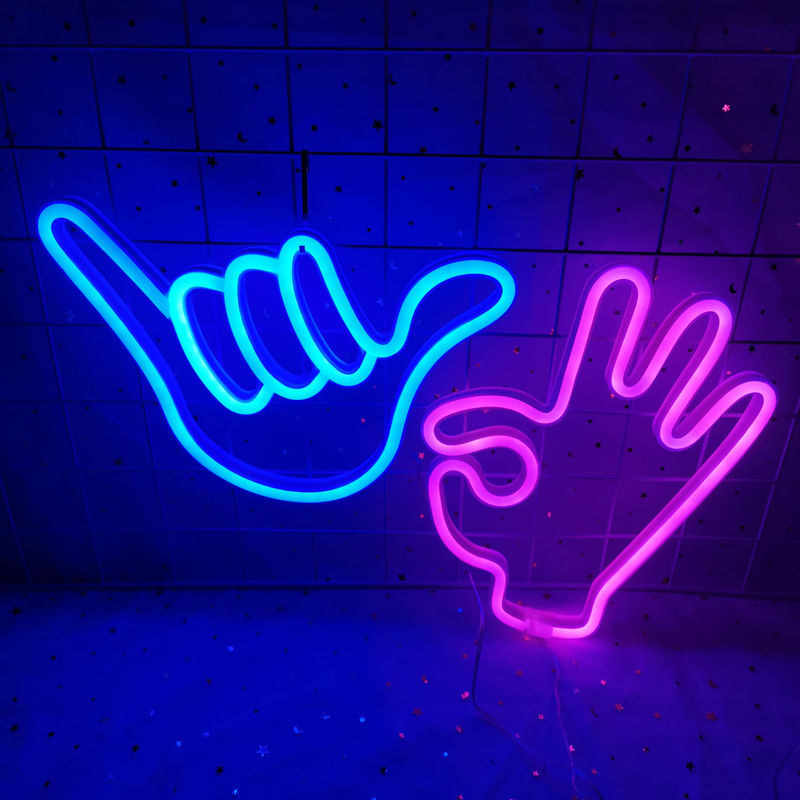 LED Neon Schild Peace Hand Victory Gesture Wanddekoration in Multicolour für Schlafzimmer Wohnzimmer und Home Office - Bild 3
