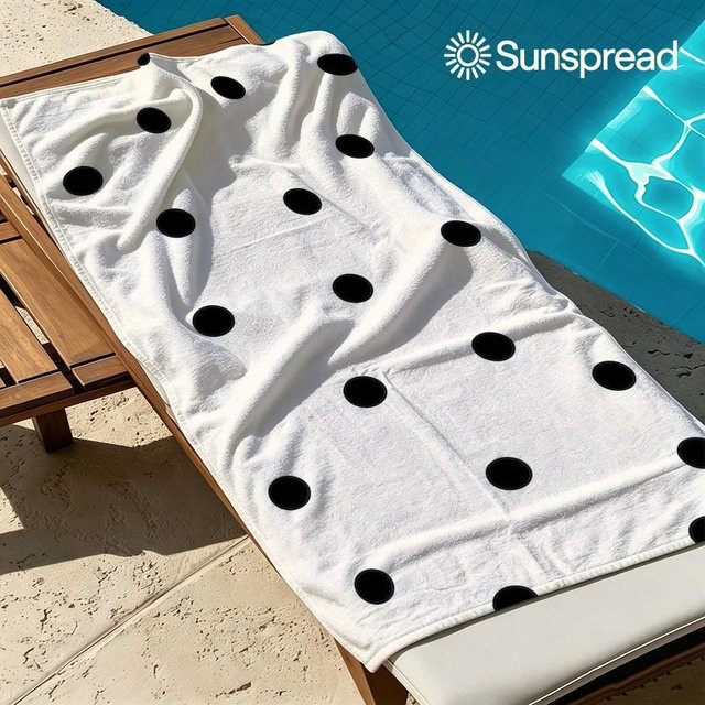 Schnelltrocknendes Mikrofaser Badetuch von JMG Household Supplies mit unregelmäßigen schwarzen Polka Dots, Farbe: Schwarz-Weiß, B x H: 50 x 100 cm - Bild 1