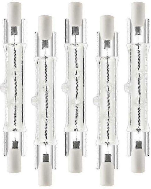VRAUX 5er-Pack R7s Halogen-Linearlampen, 300W, 230V, dimmbar, transparent, Länge: 11,8 cm - Bild 1