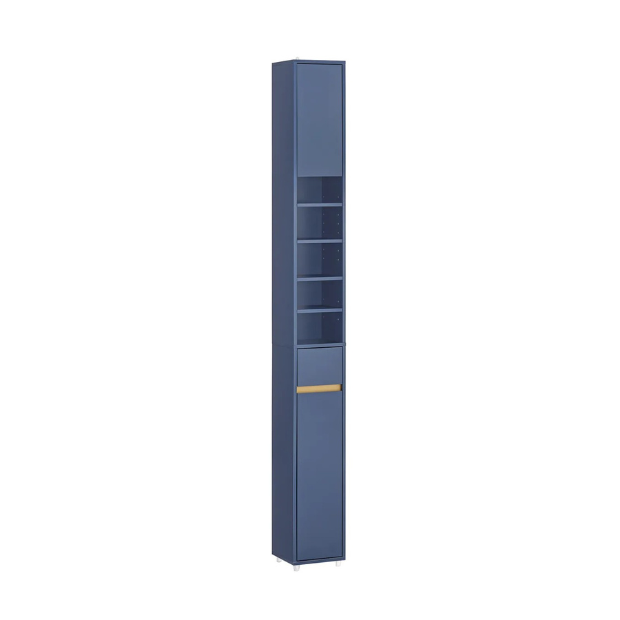 SoBuy Badezimmerschrank aus MDF in Blau mit 5 Fächern und 1 Schublade BZR34-B - Bild 2
