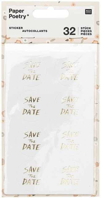 Rico Design Paper Poetry Sticker Save the Date in Gold, 4 Blatt - Bild 1