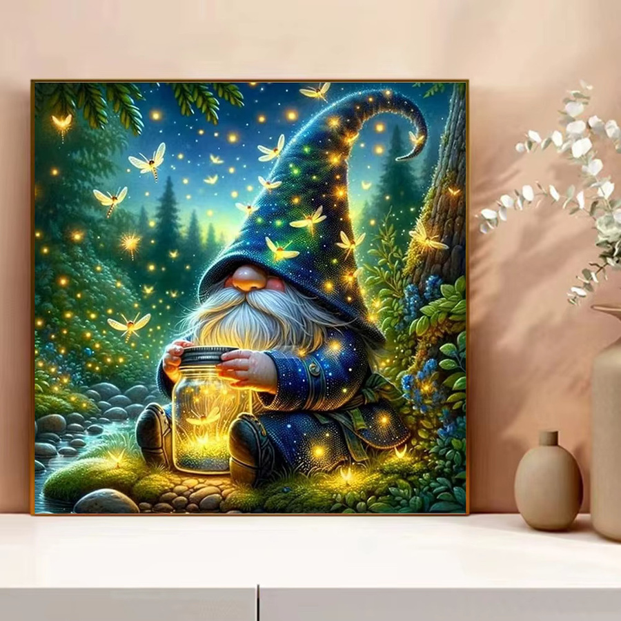 Evershine Kreuzstich-Set Porträt Zwerg im Wald, bedruckte Leinwand für deine Handarbeit, Mehrfarbig, Breite: 30 cm, Höhe: 30 cm - Bild 3