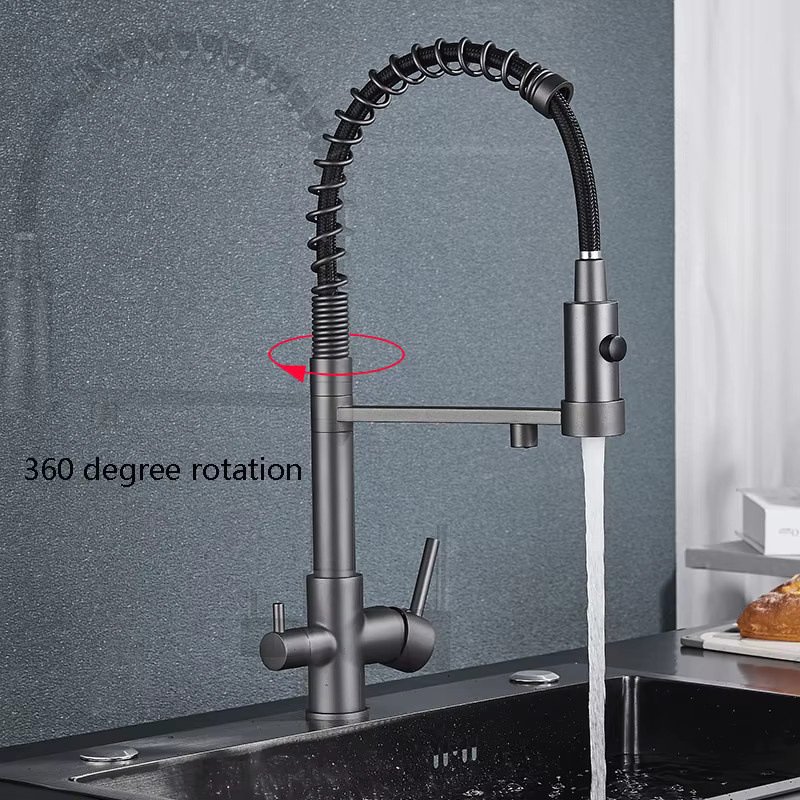 Senlesen Küchenarmatur für gefiltertes Trinkwasser in Gun Grey mit Spray-Funktion und Heiß-Kaltmischer für die Deckmontage - Bild 2