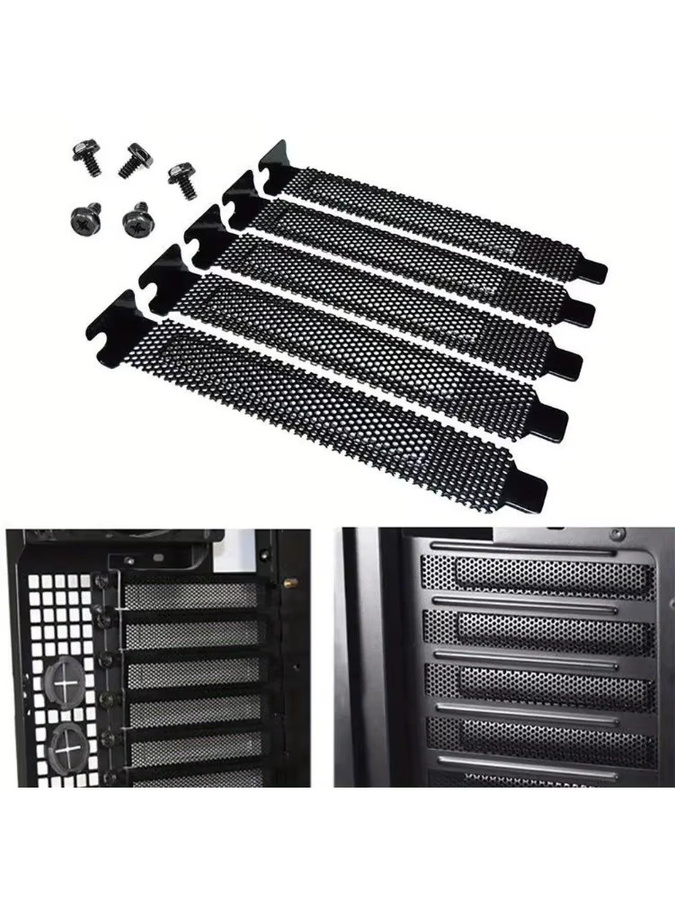 Abay PCI Slot Abdeckung Staubfilter aus hartem Stahl in Schwarz, 5 Stück für Desktop PC Belüftung - Bild 4