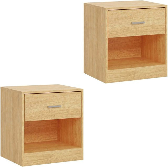 Relaxdays Nachttisch im 2er-Pack aus MDF in Braun mit Schublade, B/T/H: 41 x 39 x 28 cm - Bild 1