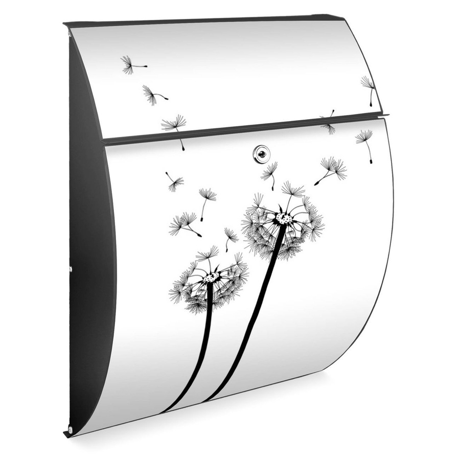 Burg-Wächter Design Briefkasten Pusteblume in Weiß aus verzinktem Stahl mit A4 Einwurf und Öffnungsstopp, B/H/T: 46,0 x 33,5 x 13,0 cm - Bild 1