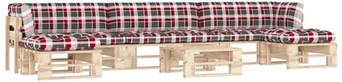 6-tlg. Paletten-Lounge-Set mit Kissen aus imprägniertem Kiefernholz in Grau von vidaxl - Bild 1