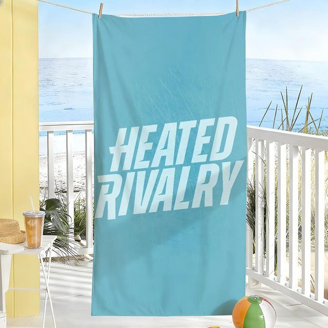 Schnelltrocknendes Mikrofaser Handtuch H-Heated Rivalry in Weiß und Blau, B: 80 cm, H: 150 cm - Bild 1