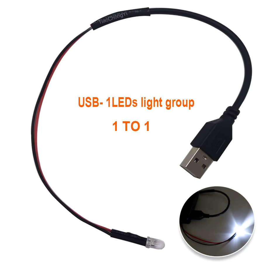 TiaoChongYi LED-Modelllicht mit DC5V USB-Anschluss und 5 mm vorverdrahteten runden LEDs in Rot, Grün und Blau für dein DIY-Nachtlicht - Bild 6