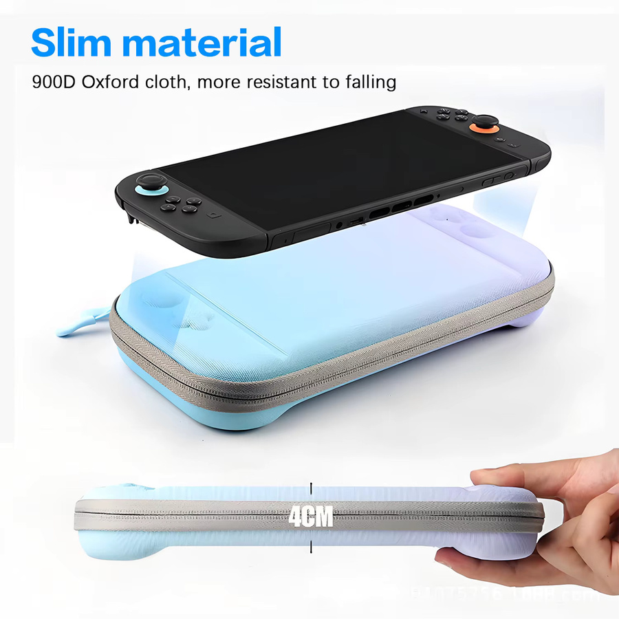 DGETG Tragetasche mit Farbverlauf für Nintendo Switch 2, stoßfeste EVA Hartschale, Schutzhülle in Blau Weiß Multicolour mit Aufbewahrung für 10 Karten - Bild 3
