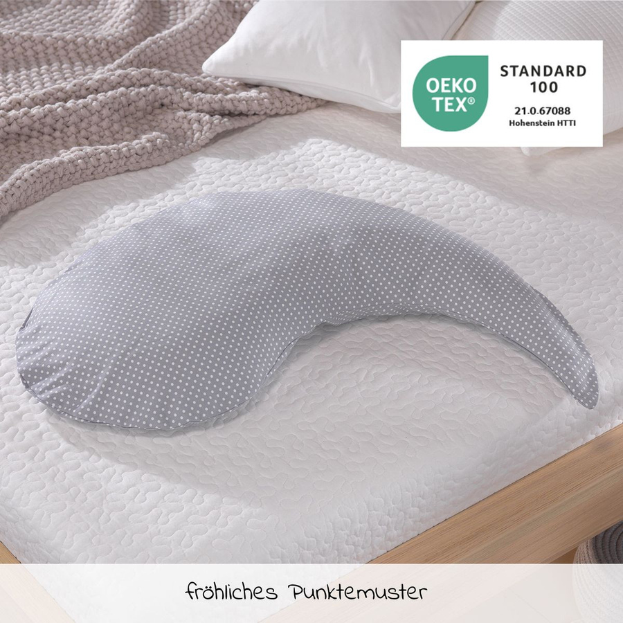 Theraline Ersatzbezug für Stillkissen Das Yinnie, Farbe: Grau, Muster: Punkte, Material: Baumwolle, OEKO-TEX Standard 100, Länge: 135 cm - Bild 2