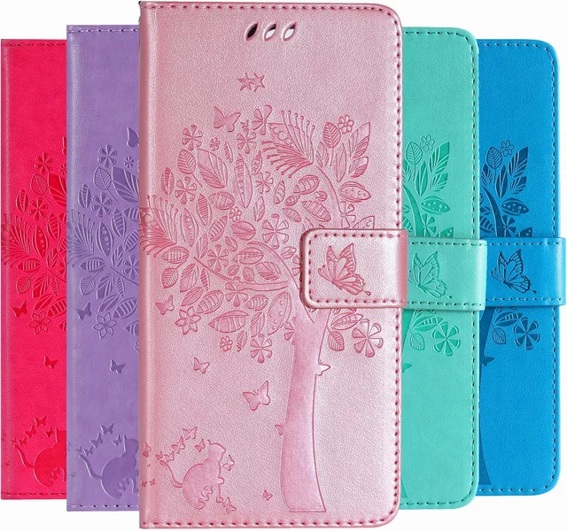 Leder-Flip-Standhülle mit Brieftaschenfunktion für Samsung Galaxy A10 A11 A20E A21S A30 A31 A40 A50 A51 A70 A71 A81 A91 in Purple - Bild 1