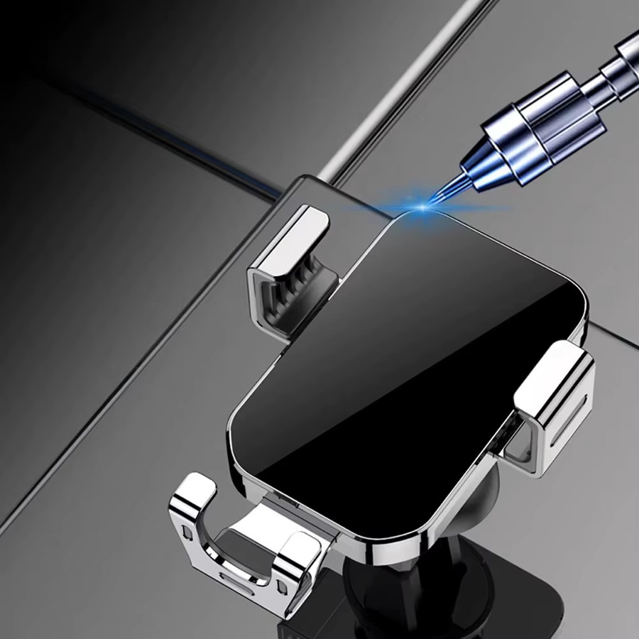 NNBILI Schwerkraft-Autohalterung aus Aluminium mit Glasbefestigung für Lüftungsschlitze, Handy-Ständer für Smartphones und GPS in Silber/Grau - Bild 3