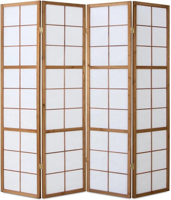Homestyle4u 4-tlg. Shoji Paravent aus Holz und Reispapier in Braun, Höhe: 176 cm, Breite: 175 cm - Bild 1