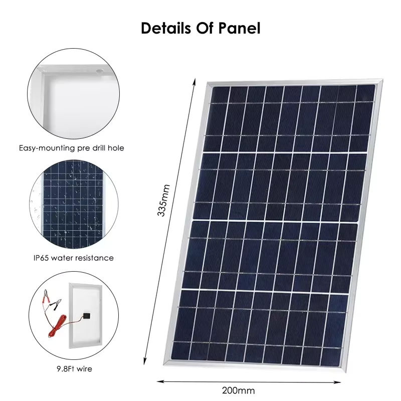 Luxuglow Solarpanel für den Außenbereich mit 600 W, 12 V, polykristalline Solarzellen mit USB-A und USB-C Anschluss in Blau - Bild 4