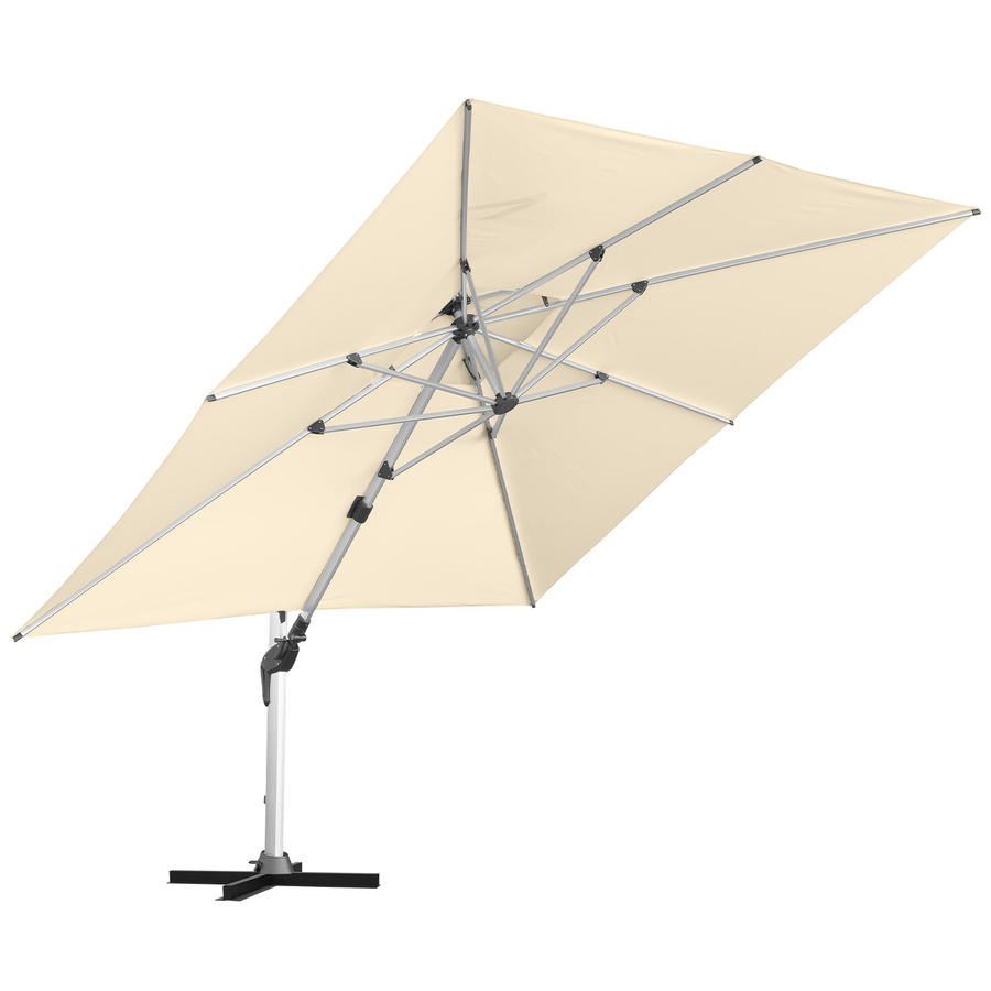 anndora Ampelschirm quadratisch Natural mit Doppeldach aus Aluminium und Polyester, B/T/H: 350 x 350 x 376 cm - Bild 1