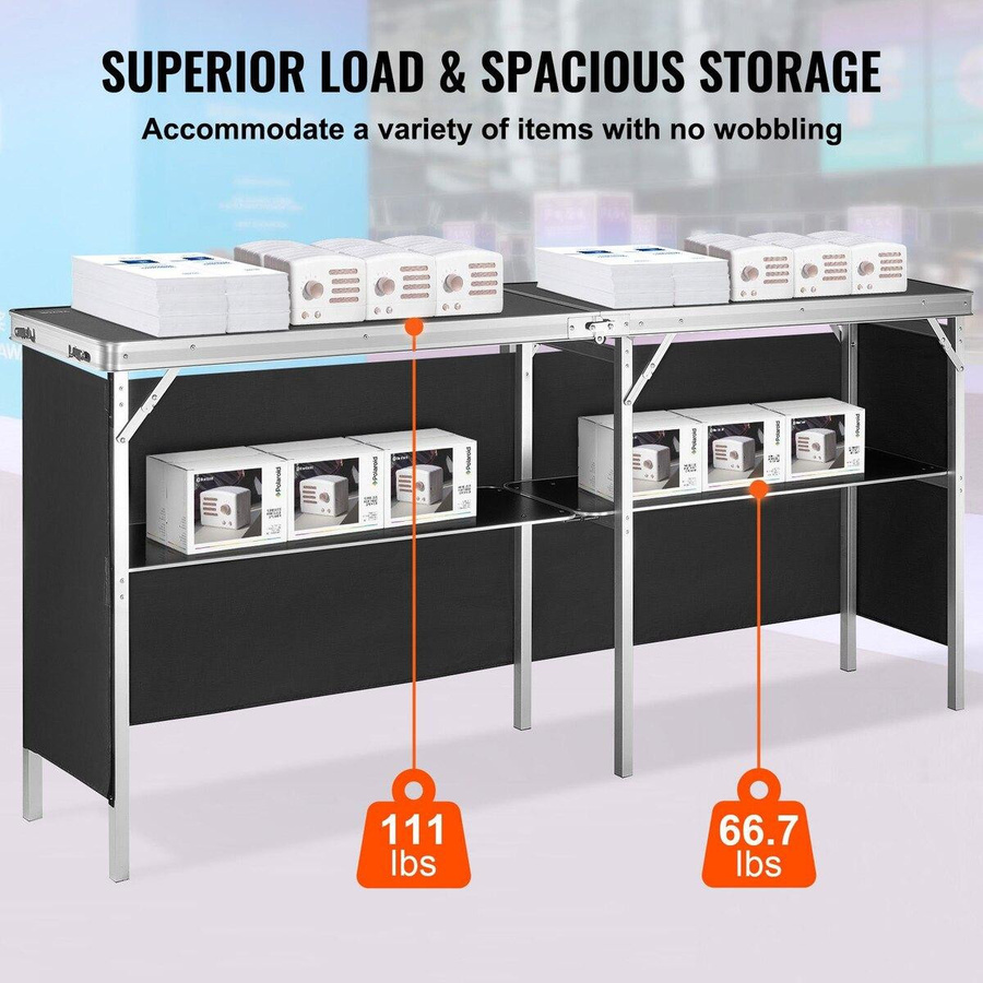 Tragbarer Messe Podiumstisch von Buying Solutions, MB in Schwarz, Faltbarer Counter Stand mit Wand für Promotion und Einzelhandel, B/T/H: 198,0 x 38,5 x 88,0 cm - Bild 2