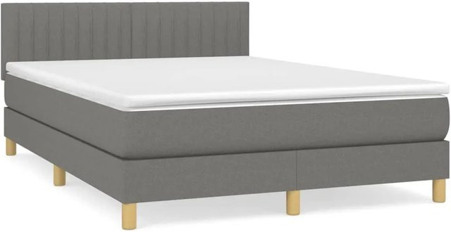vidaXL Boxspringbett mit Matratze Hybrid-Design in Dunkelgrau, B/T/H: 140 x 190 x 78 cm - Bild 1