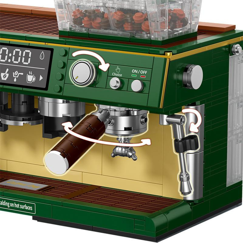 Discover Intime Vintage Kaffeemaschine Baustein Set als klassischer Nachbau eines Handkaffeebereiters aus ABS-Kunststoff zur Schreibtischdekoration für Erwachsene - Bild 3