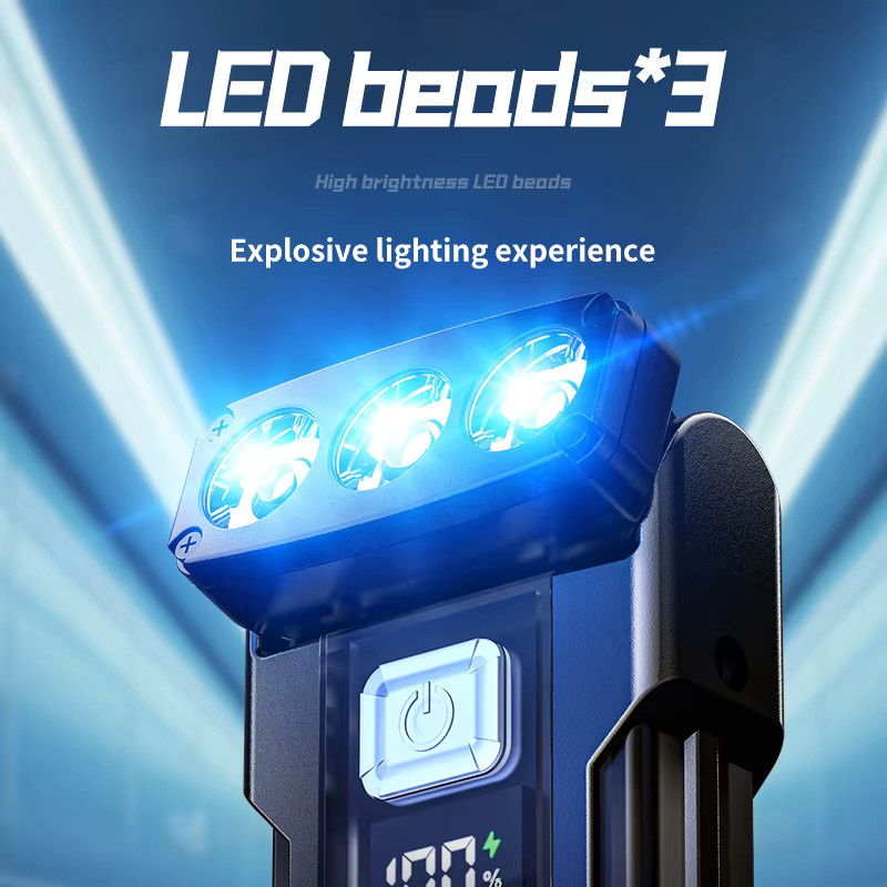 ESMARTER Mini-LED-Taschenlampe in Schwarz, USB wiederaufladbare EDC-Taschenlampe mit Magnet, Batterieanzeige und 7 Modi - Bild 2