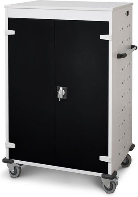 rotstahl Laptopwagen mit 20 Fächern, Korpus lichtgrau und schwarzer Front, B: 92 cm, H: 125 cm - Bild 1