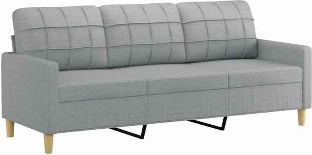 vidaXL 3-Sitzer-Sofa Hellgrau mit Stoffbezug und Metallrahmen - Bild 1