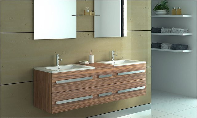 Jet-Line Badmöbel Set Zürich II in Zebraoptik Dunkelbraun mit 2 Waschbecken, 2 Spiegeln, 2 Unterschränken und 1 Mittelschrank, Breite: 150 cm - Bild 2