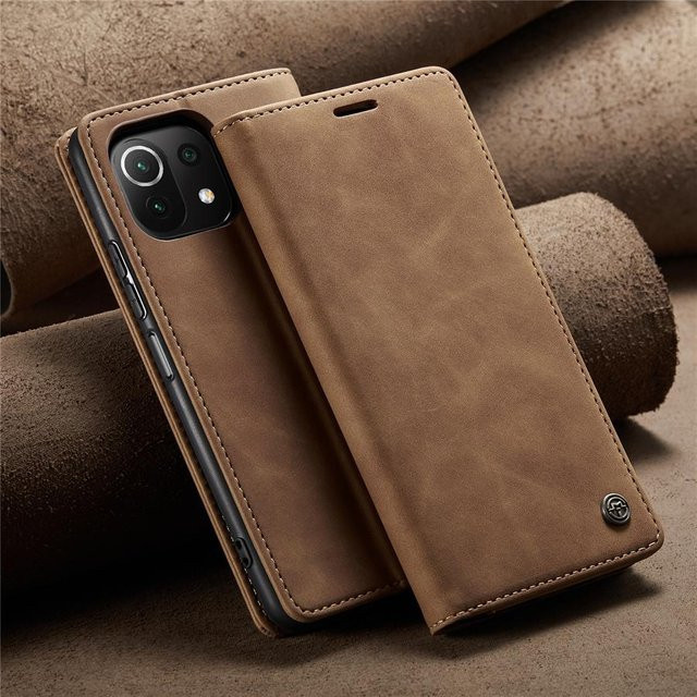 CASEME Leder-Brieftasche Hülle für Xiaomi Mi 11 Lite 5G NE in Rotbraun mit Kartenfächern - Bild 1
