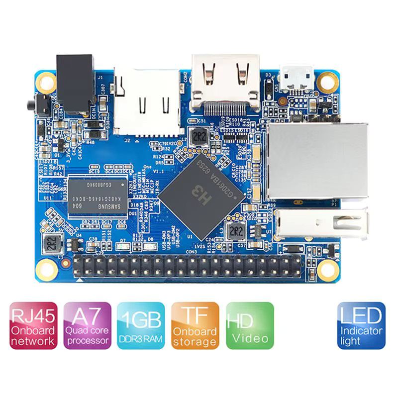 Orange Pi Einplatinen-Computer mit H3 SoC DDR3 Quad-Core für Android und Linux Entwicklung in Blau - Bild 2