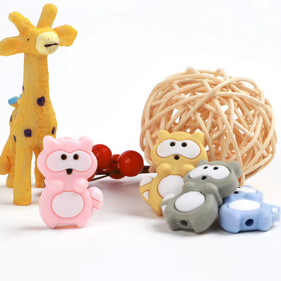 TYRY.HU Schnullerkette Waschbär, Silikon, Bunte Perlen, Kinder - Bild 1