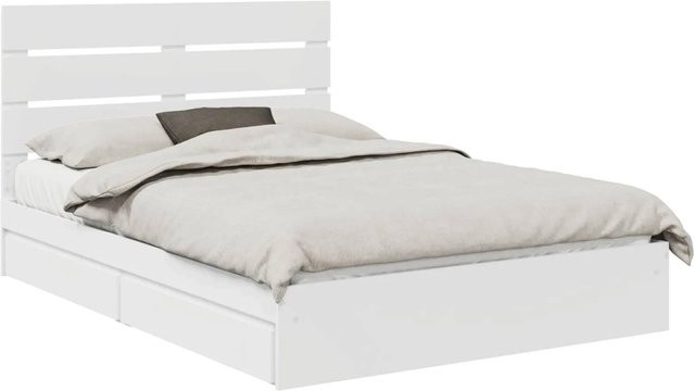 vidaXL Stauraumbett mit Kopfteil und Schubladen in Weiß, B/T/H: 140 x 190 x 143 cm - Bild 1