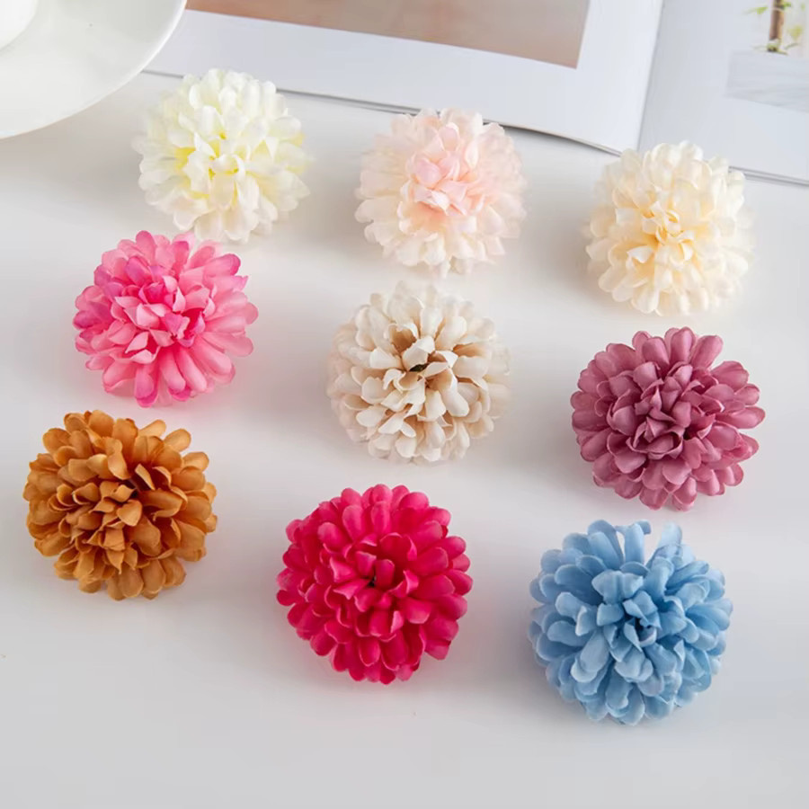 Künstliche Chrysanthemen Blumen in runder Form für Hochzeiten und Dekorationen, Mehrfarbig, Textil - Bild 2