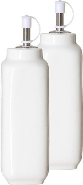 Ritzenhoff & Breker Essig und Öl Flaschen Bianco aus Keramik, 2-teiliges Set, Farbe: Weiß, Durchmesser: 9,5 cm - Bild 1