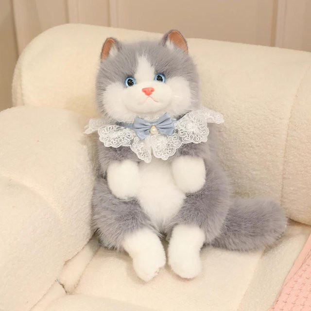 Yiran Health & Beauty Ragdoll Katze Plüsch Rucksack, Weiß Schwarz, 50cm - Bild 1
