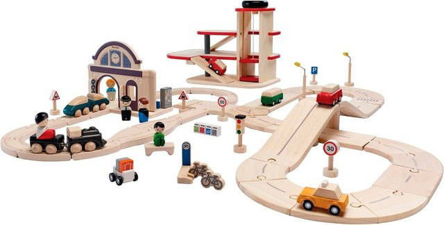 Plantoys Stadtverkehrs-Schienen- & Straßenset, ab 3 Jahre - Bild 1