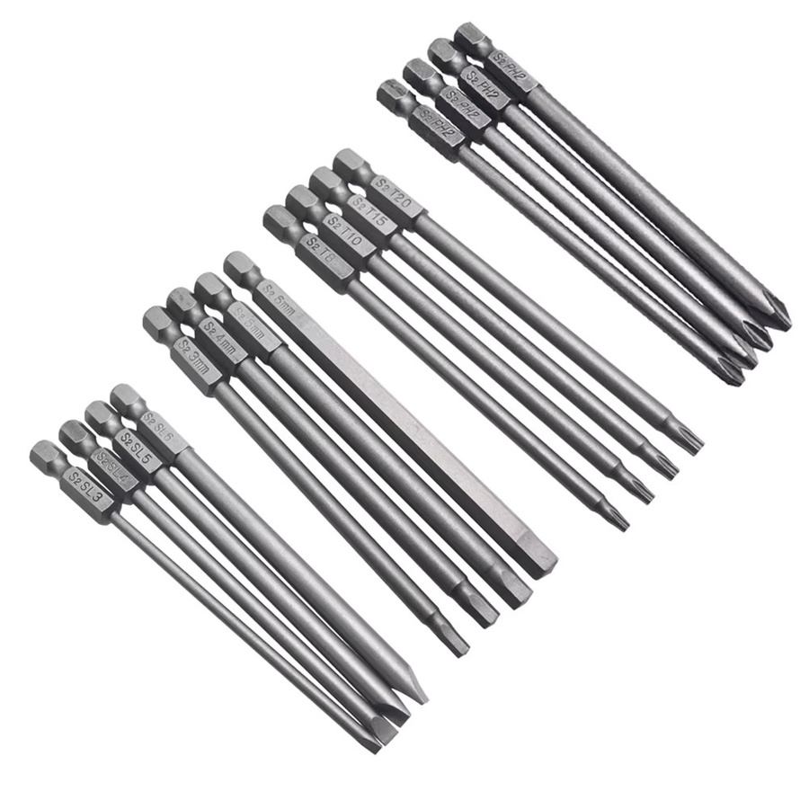 Vibratite Schraubendreher-Bits Set mit 4 Stück, 100 mm lang, für Torx, Hex, Kreuz und Schlitz, 1/4 Zoll Hex Anschluss - Bild 2
