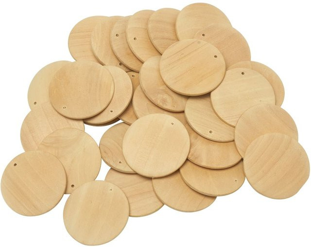 VBS Holzscheiben Anhänger in Beige in Medaillonform - Bild 1