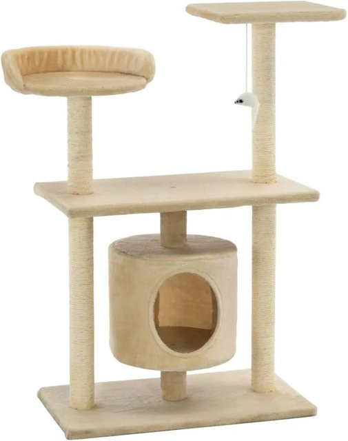 vidaXL Katzen-Kratzbaum mit Höhle und integriertem Spielzeug in Beige, Höhe: 95 cm - Bild 1