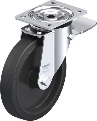 Blickle L-POEV 201XR-ST Lenkrolle mit Feststeller in Schwarz und Silber, Rad-Durchmesser: 20 cm, Tragfähigkeit: 400 kg - Bild 1