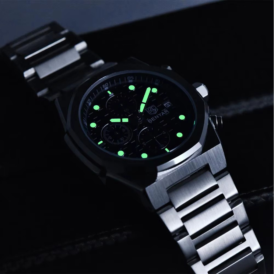 BENYAR Armbanduhr, Quarz, Edelstahl, Blau, Herren - Bild 6