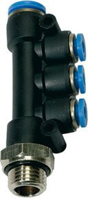 Riegler T-Mehrfachverteiler Blaue Serie, drehbar, G 1/8 außen, Ø 1x6, Blau - Bild 1