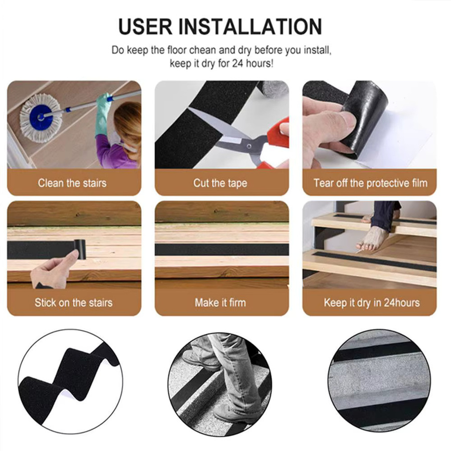 SCESSPACK Anti-Rutsch-Griffband für Treppen und Skateboards, wasserdicht und selbstklebend, Schwarz - Bild 6