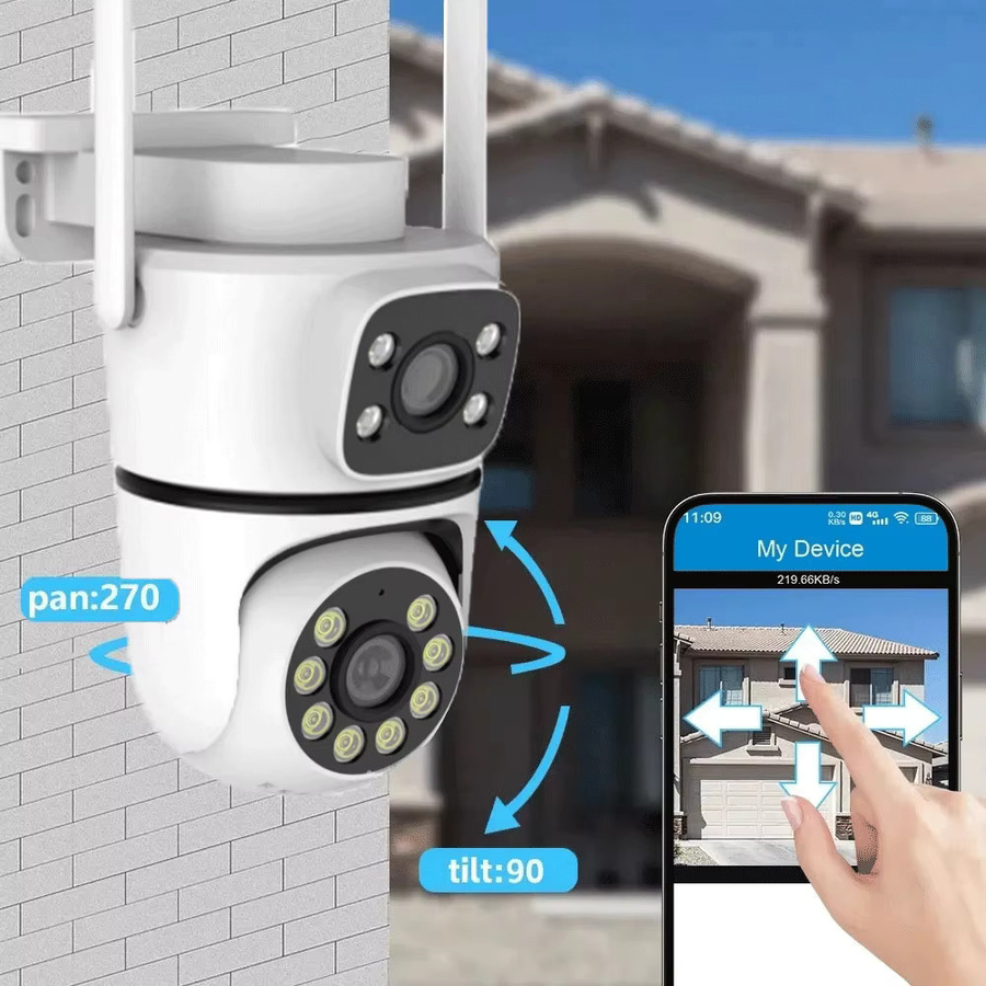 Tuya 4K Dual-Objektiv PTZ Sicherheitsschleuse mit 10X Zoom, 5G Wifi und Menschlicher Erkennung, Weiß - Bild 3