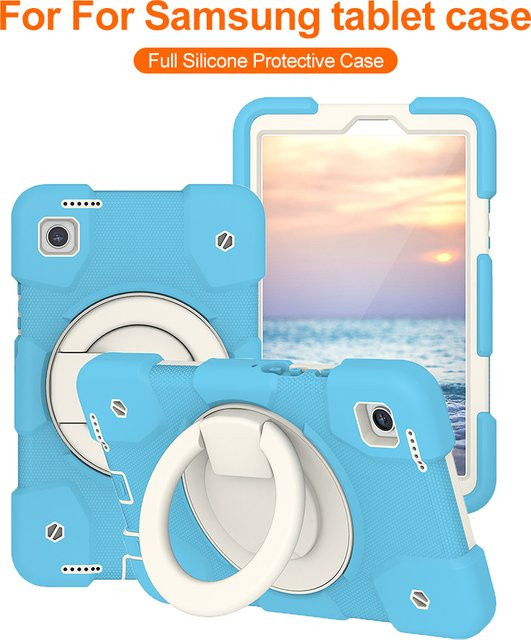 Stoßfeste Kinder Tablet Hülle von AKABEILA für Samsung Galaxy Tab A8 10,5 Zoll und Tab A9 Plus 11 Zoll mit 360 Grad rotierendem Ständer in Blau oder Grün - Bild 1