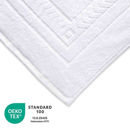 Bertsch Hotelwäsche Badevorleger mit Chevronbordüre aus Baumwolle, Weiß, Breite: 50 cm, Länge: 75 cm