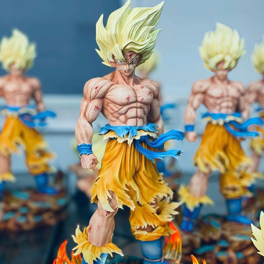 Yiran toy 1 Dragon Ball Z Son Goku Actionfiguren Set mit LED-Basis und austauschbaren Köpfen - Bild 2
